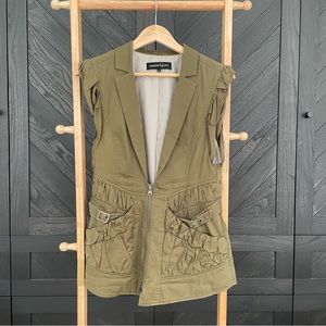 Nanette Lepore army green zip front vest.